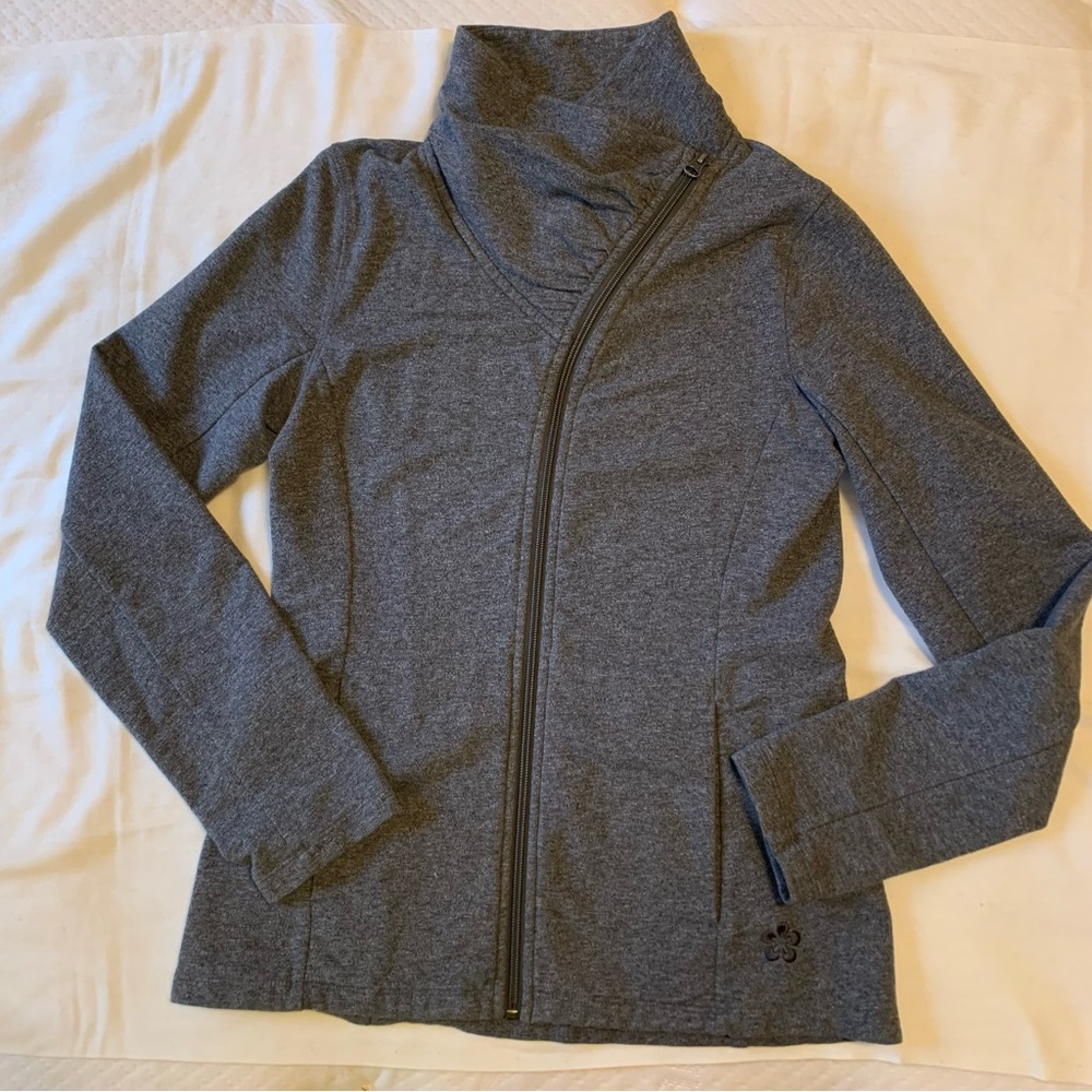 Charcoal Light Athletic Jacket with High Collar and Slim Fit